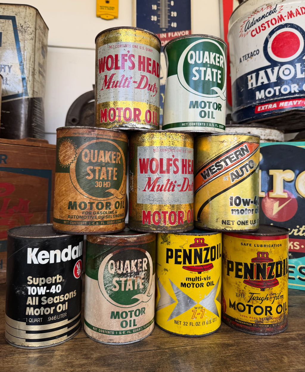 Lot of 9 Vintage Oil Cans