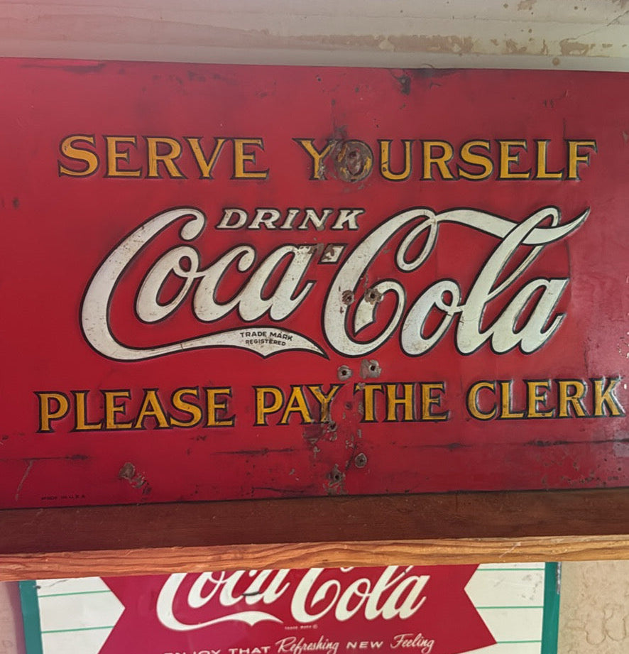 1930 31X12 Coca Cola "Serve Yourself" Sign