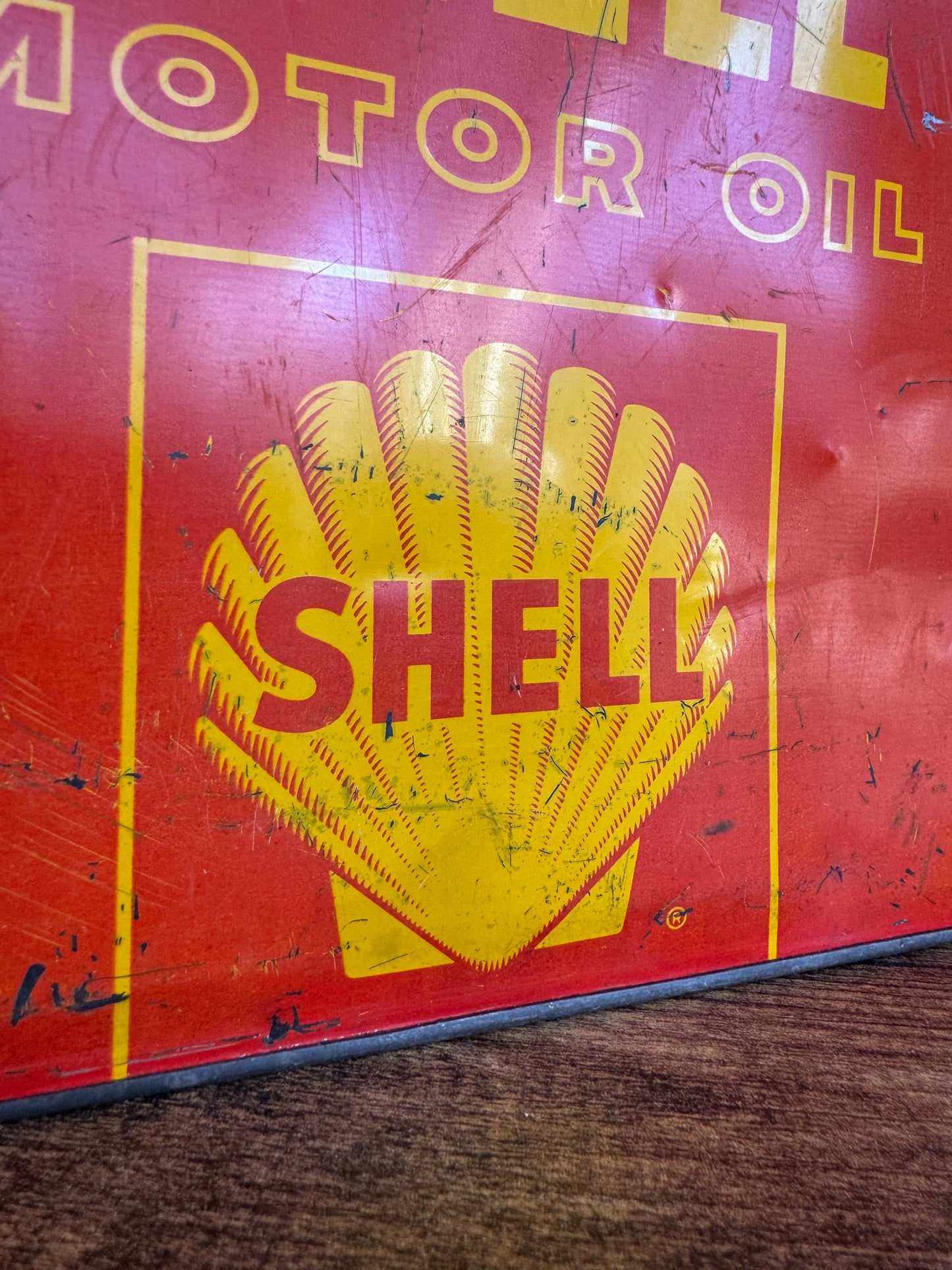 1950s 2 Gallon Silver Shell Oil Can