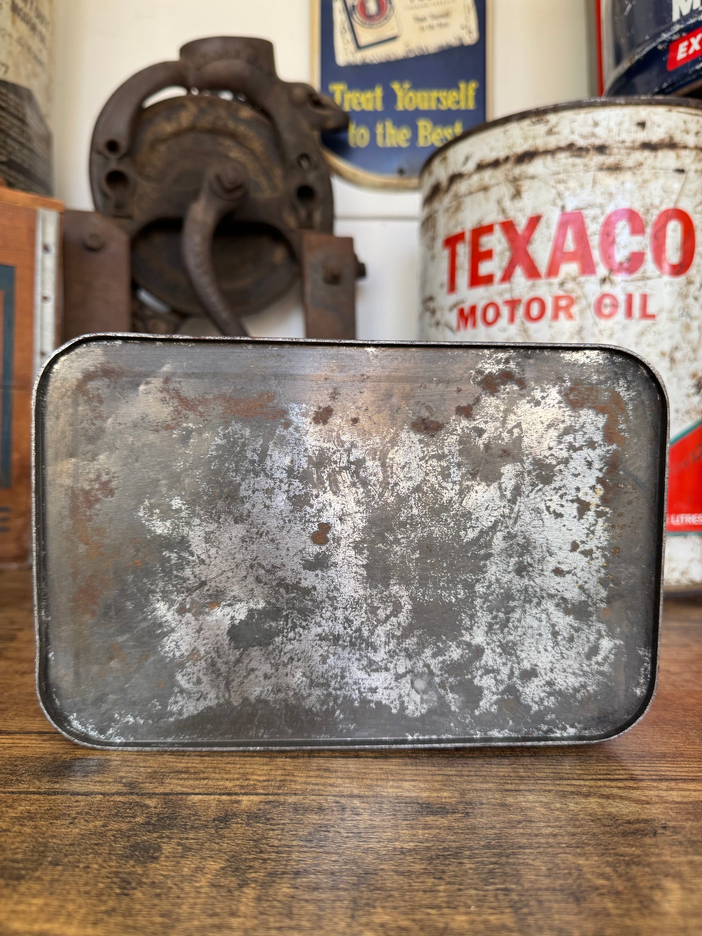 1950s 2 Gallon Silver Shell Oil Can