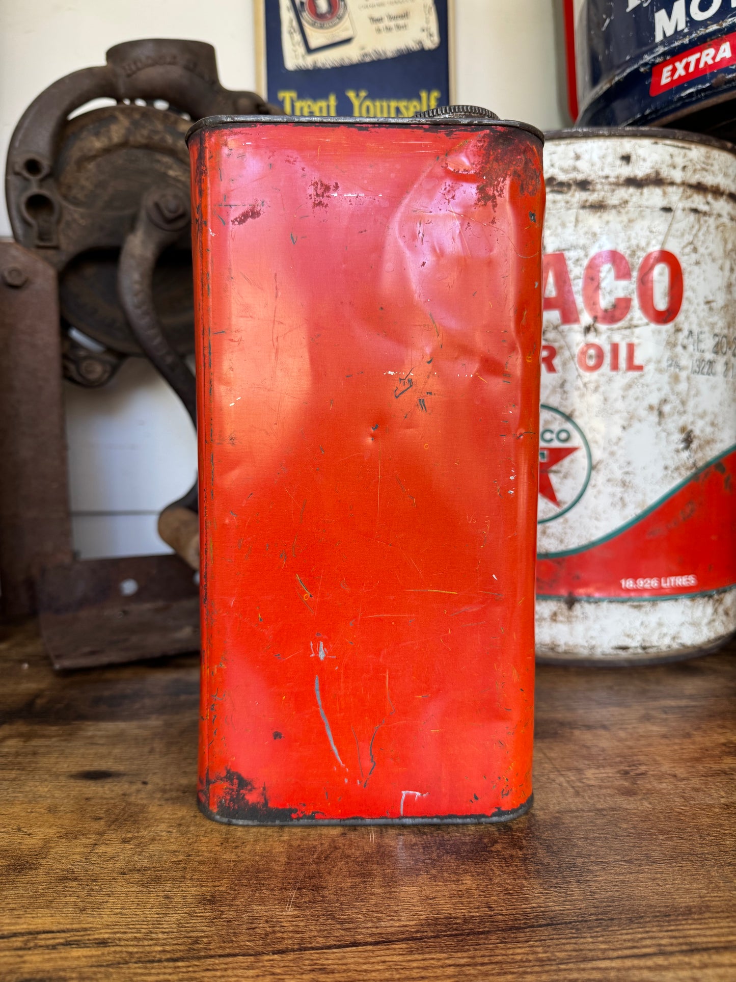 1950s 2 Gallon Silver Shell Oil Can
