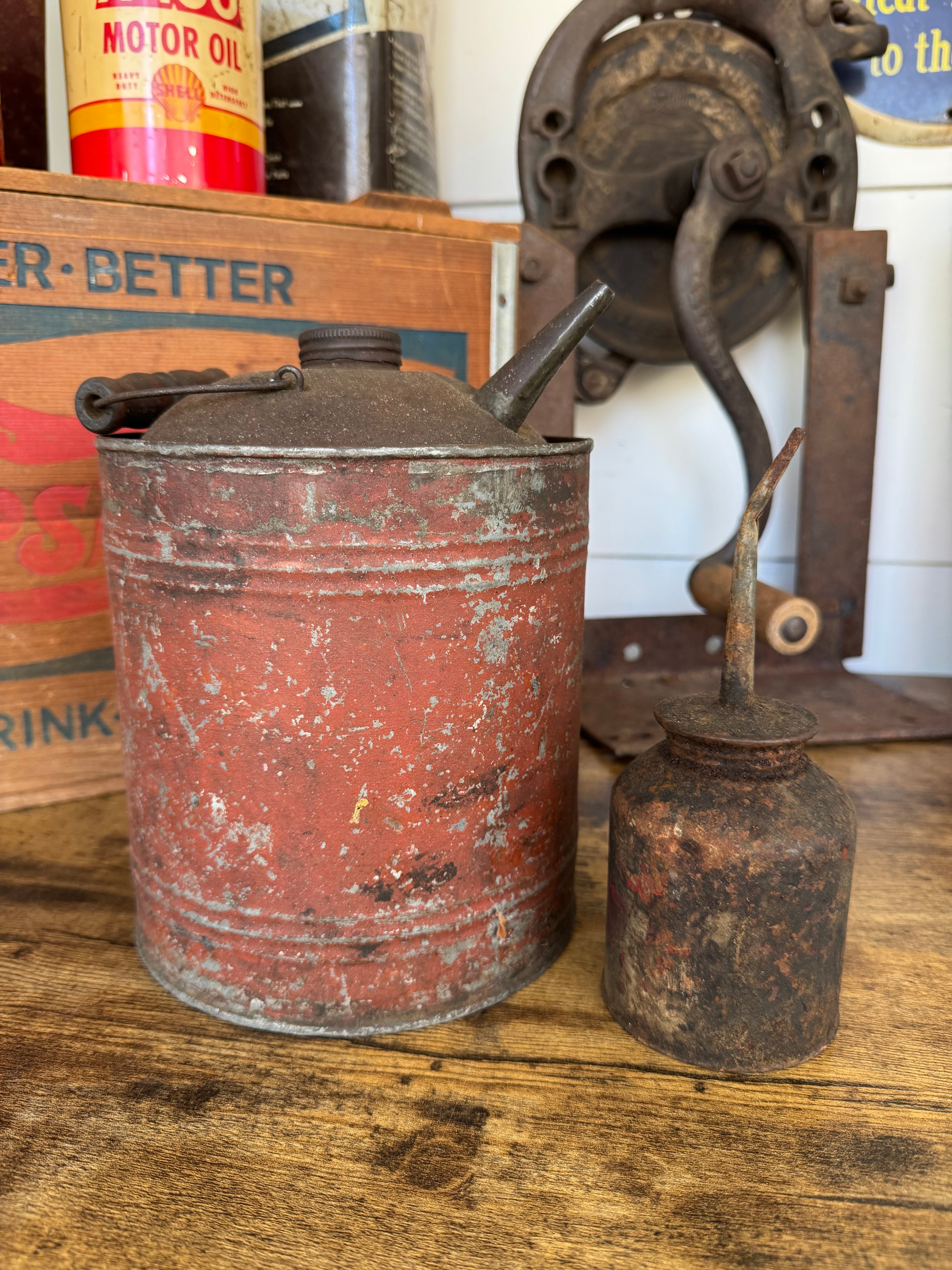 Pair of antique oil cans