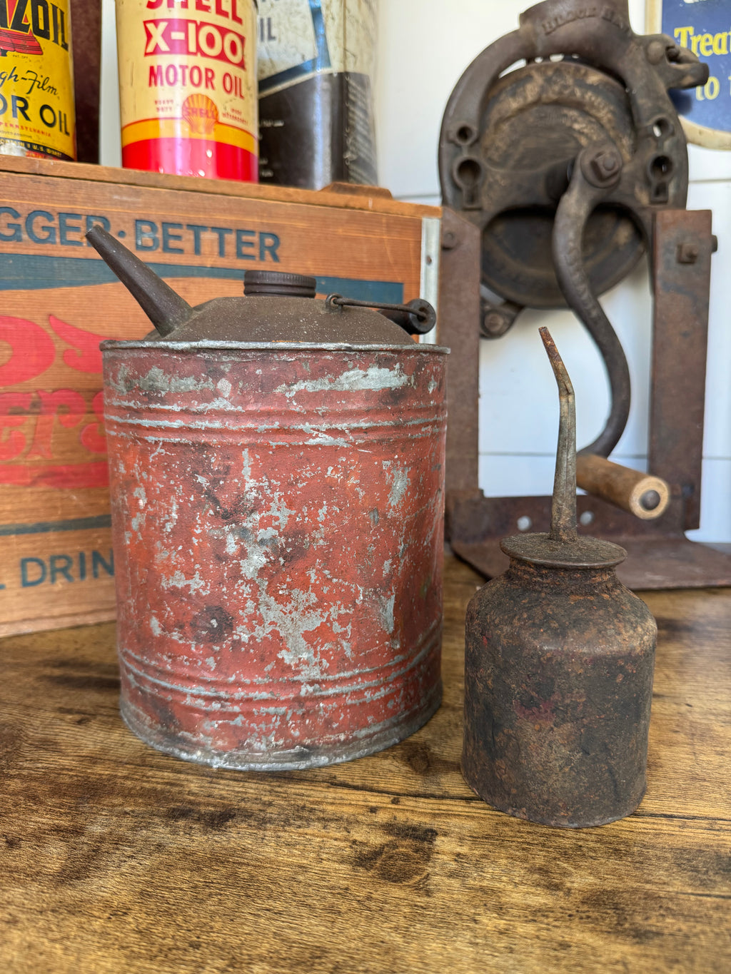 Pair of antique oil cans