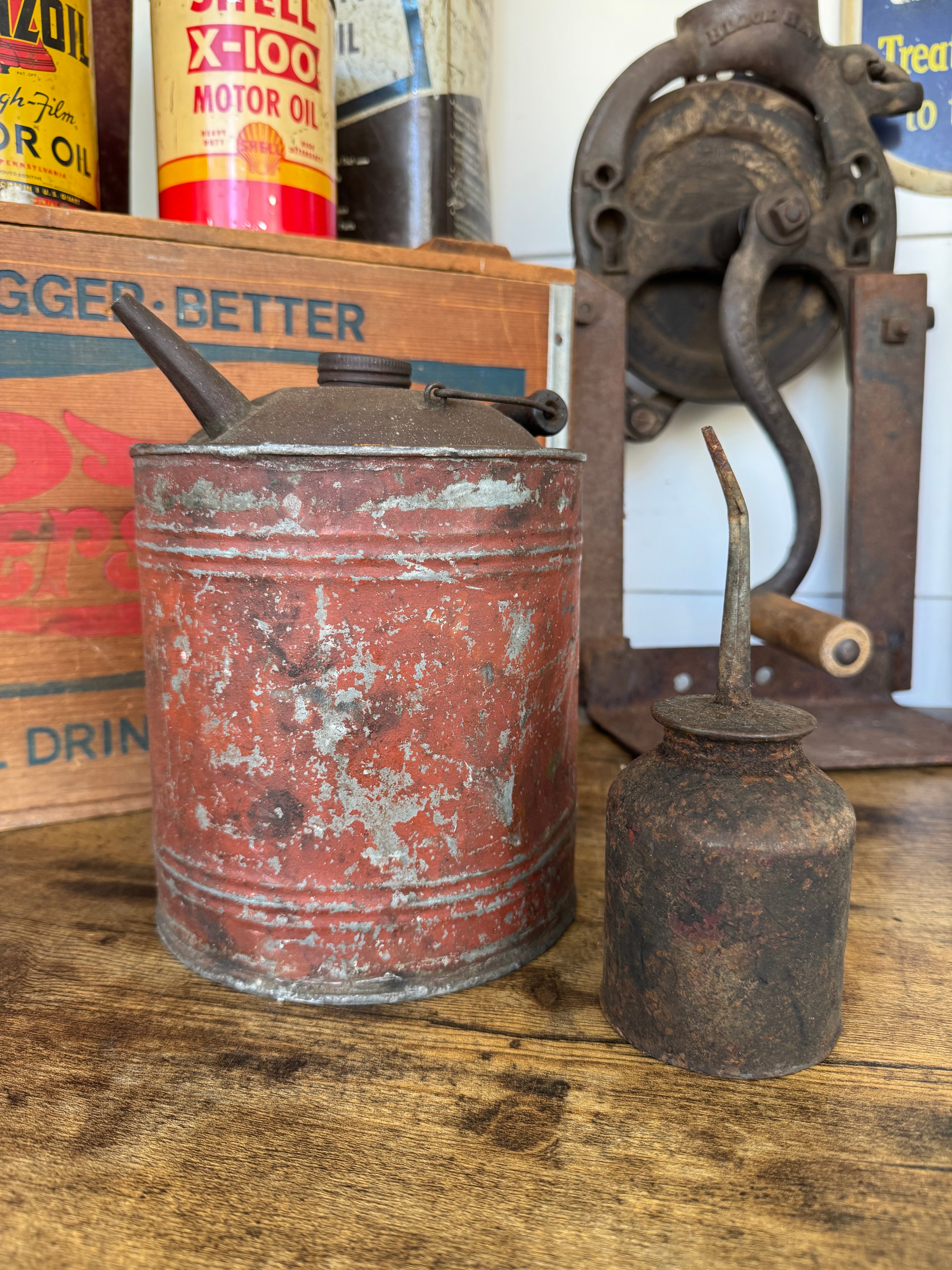Pair of antique oil cans