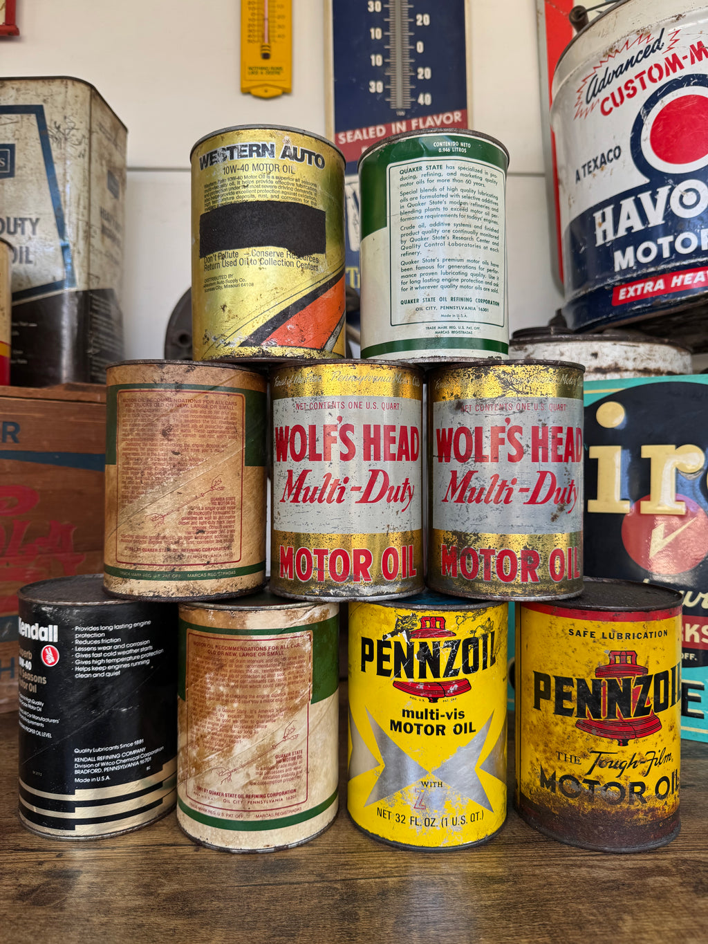 Lot of 9 Vintage Oil Cans