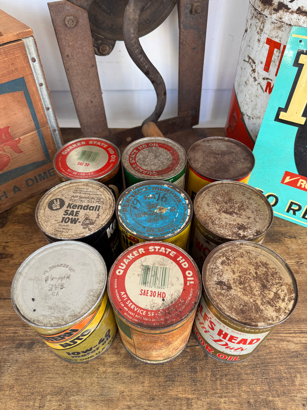Lot of 9 Vintage Oil Cans