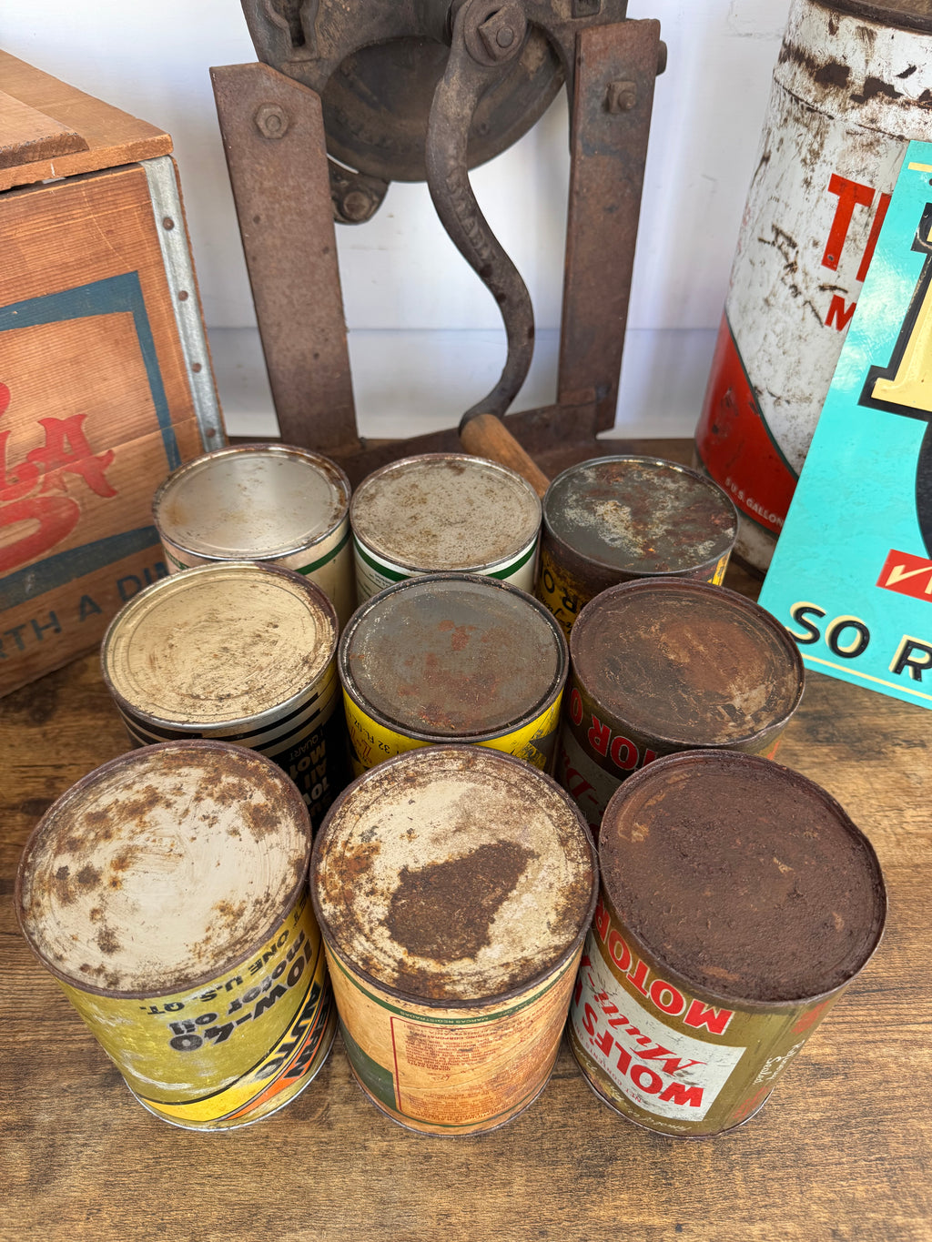 Lot of 9 Vintage Oil Cans