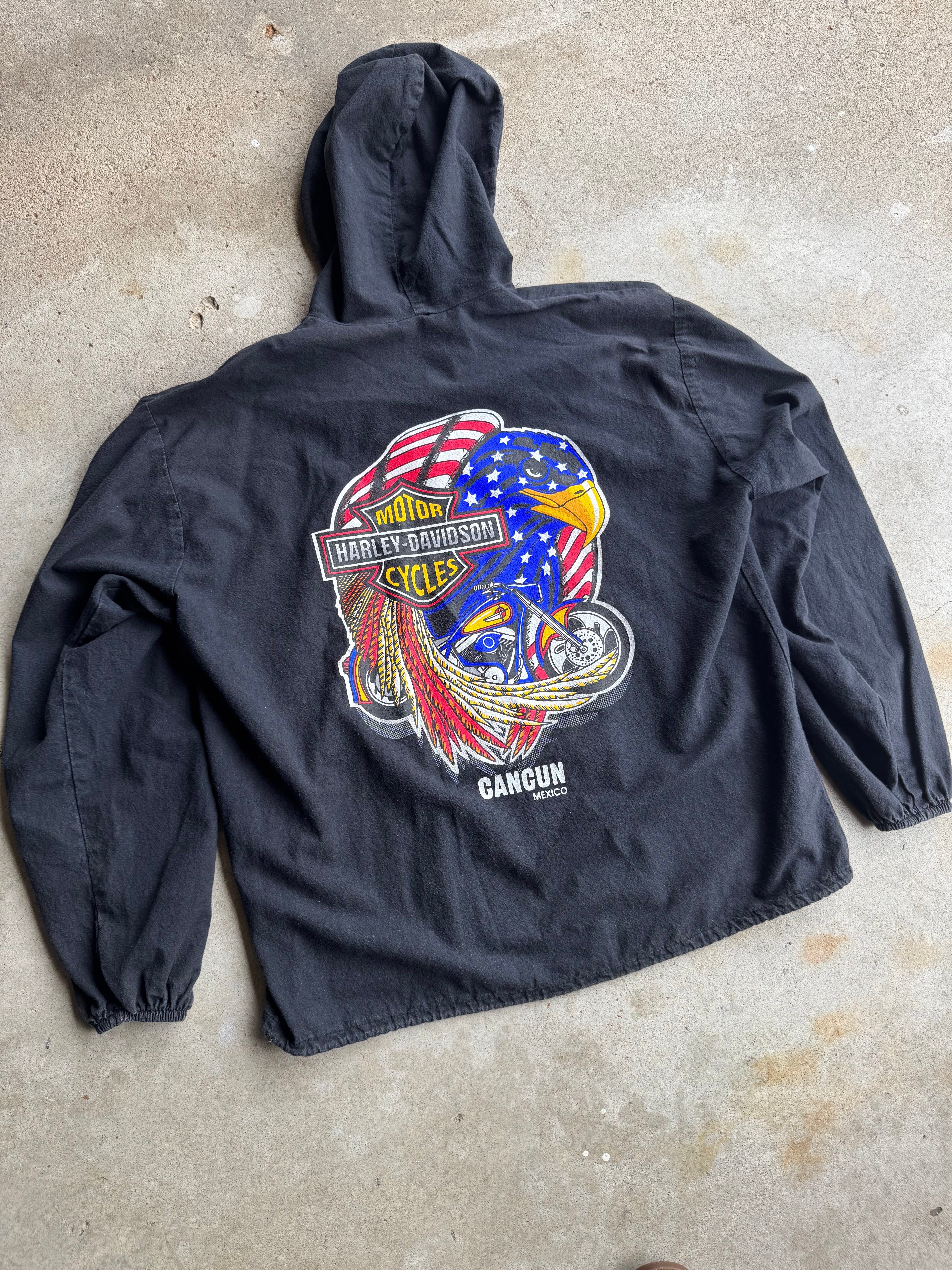 Vintage Harley Davidson Cancun Hooded Windbreaker
