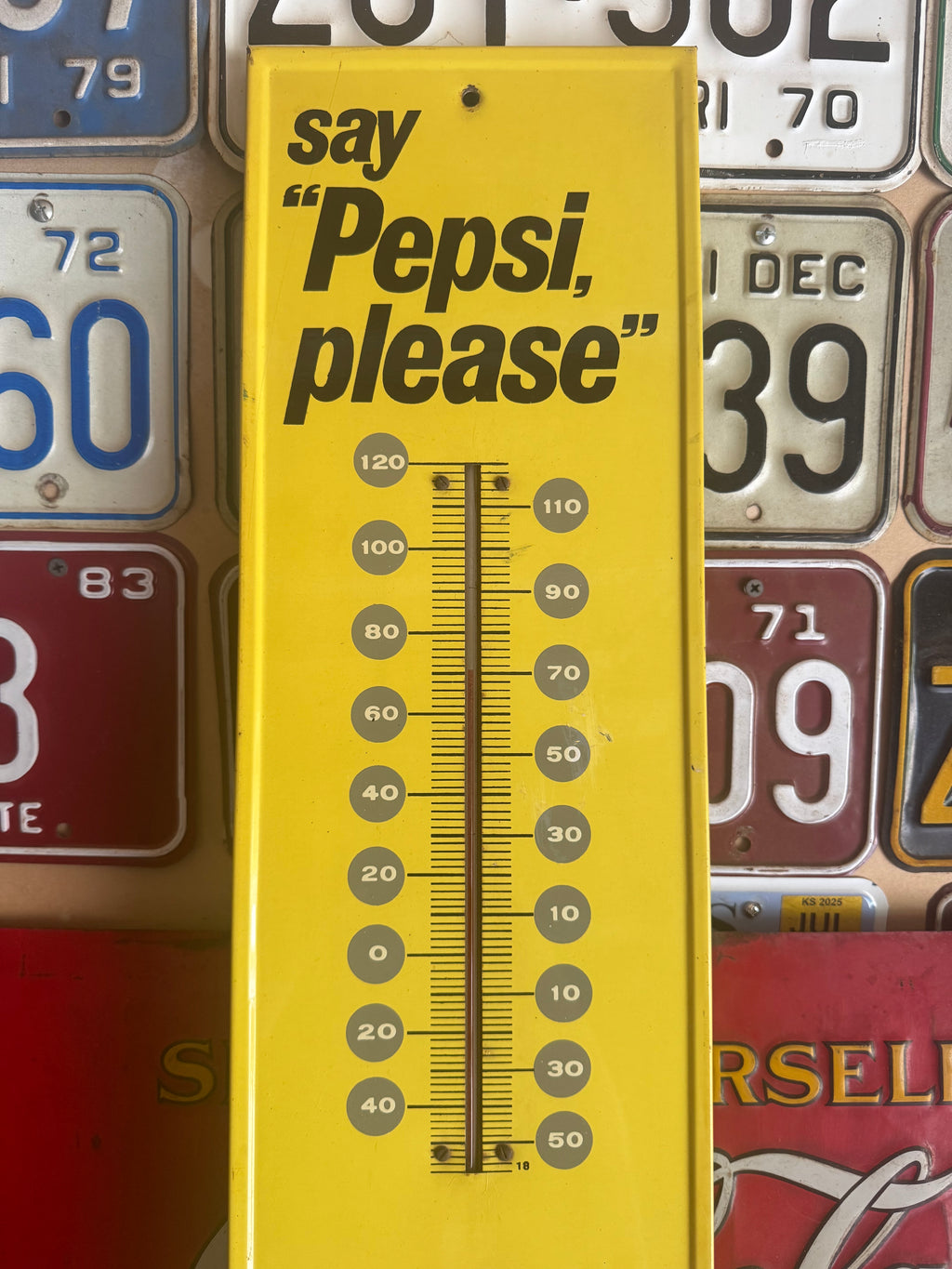 27x7 Inch Early 60's "Say Pepsi Please" Thermometer