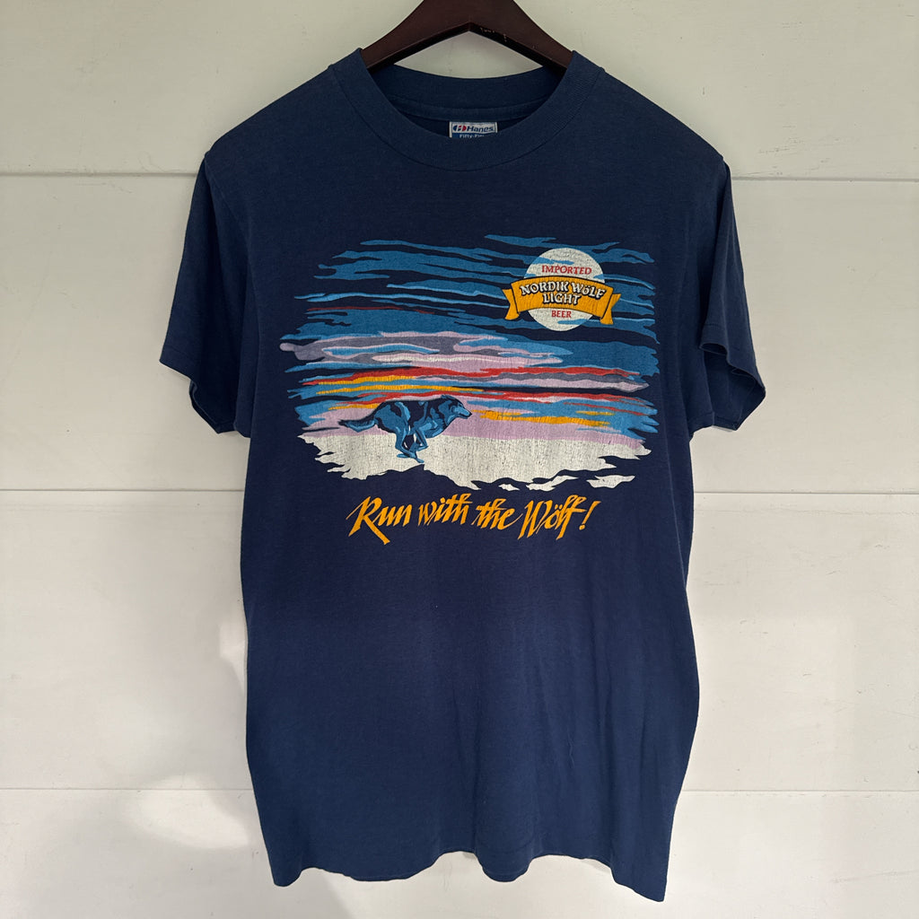 80's single stitch Nordik Wolf Light Beer t shirt