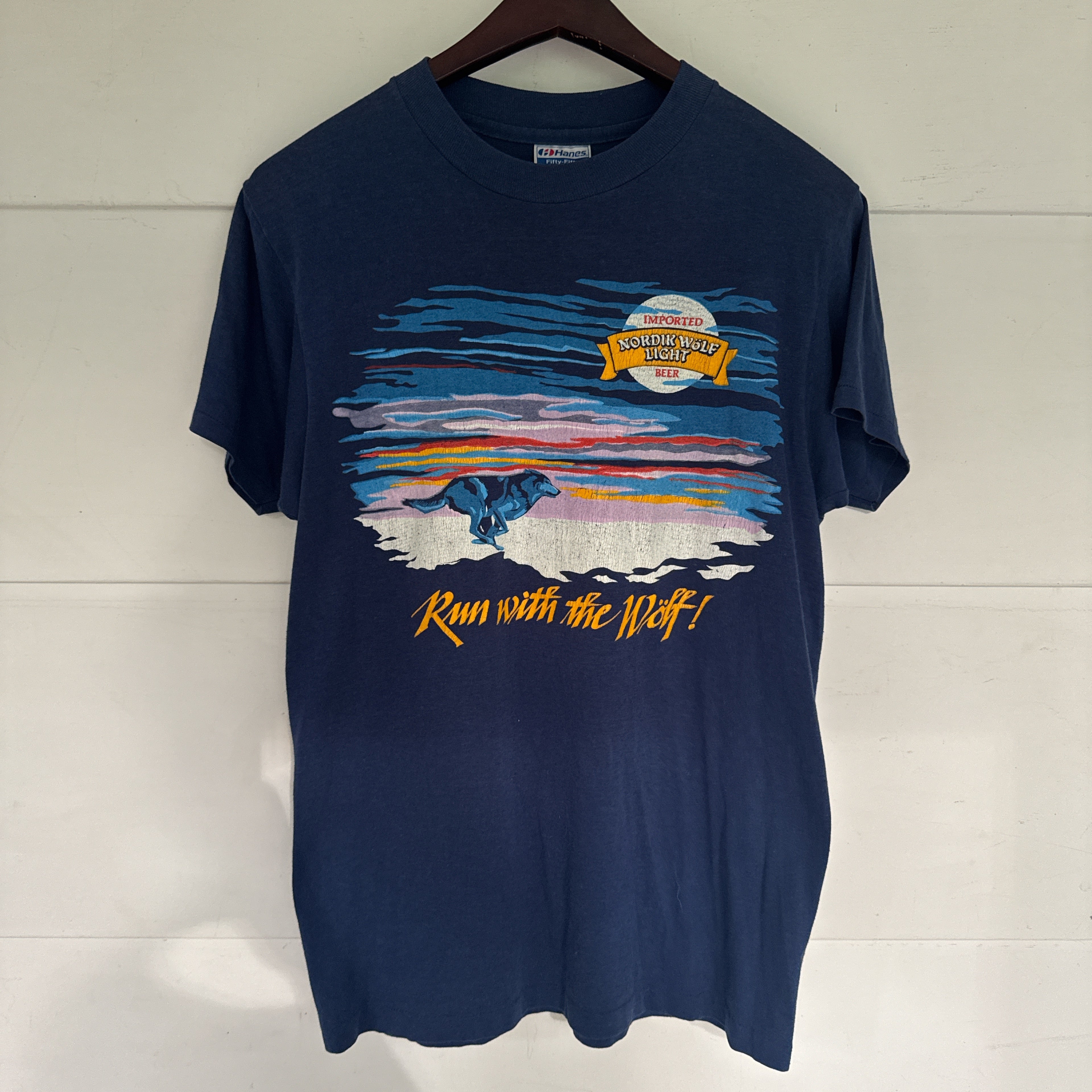 80's single stitch Nordik Wolf Light Beer t shirt