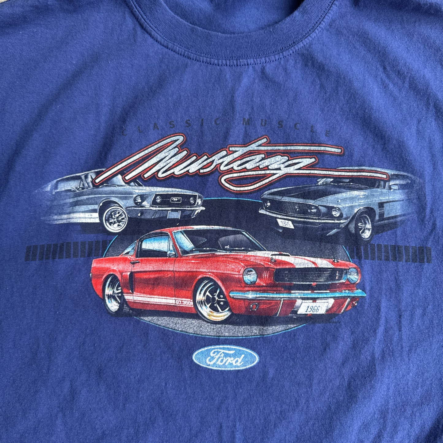 Blue Mustang (Classic Muscle) T Shirt Mens XL