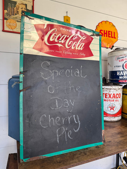 1961 Coca Cola Fishtail 28x20 menu Sign