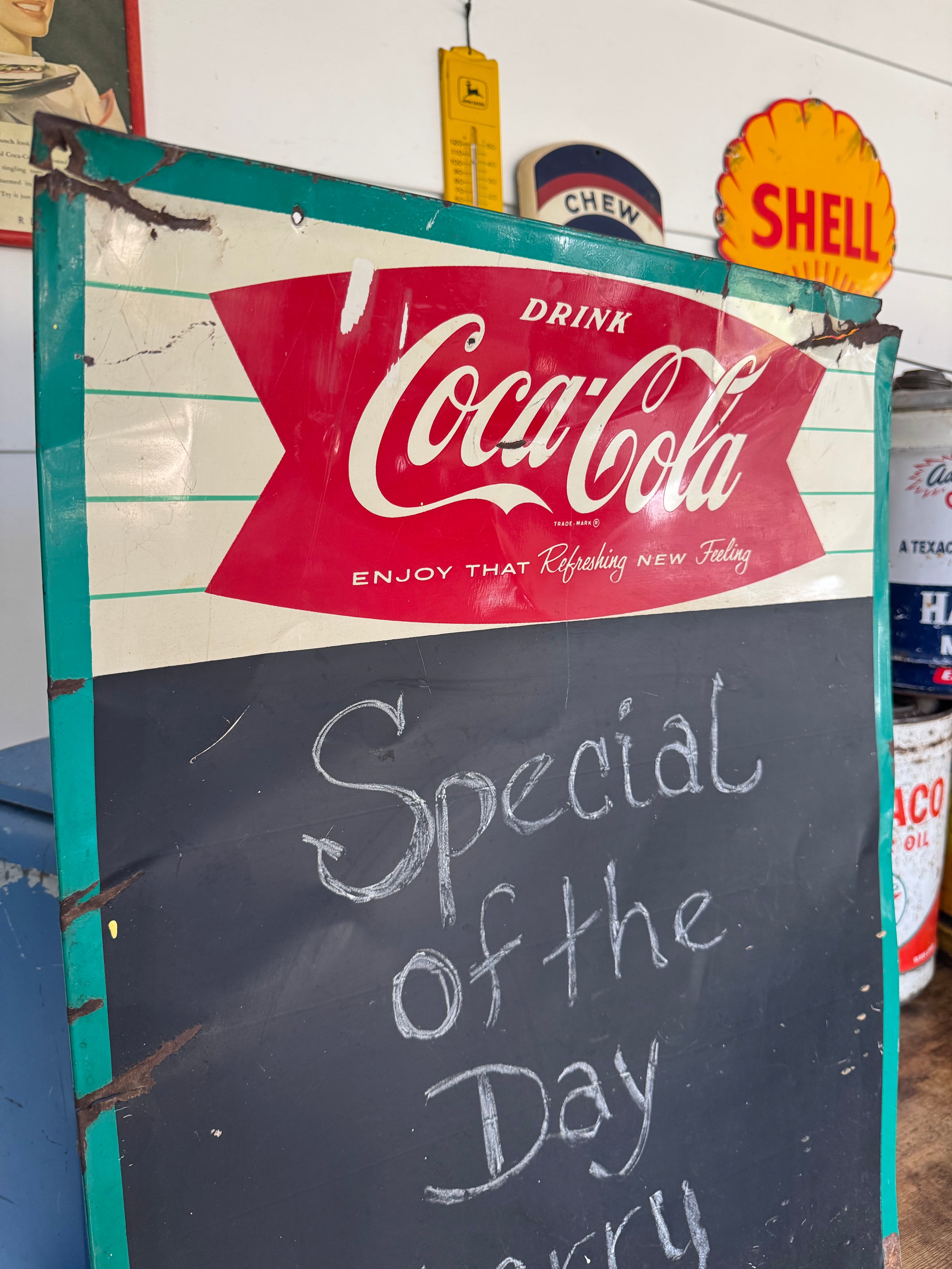 ハワイで購入　Coca-Cola ヴィンテージブランケット　30年前に購入 1961 Coca Cola Fishtail 28x20 menu Sign – Anything Vintage