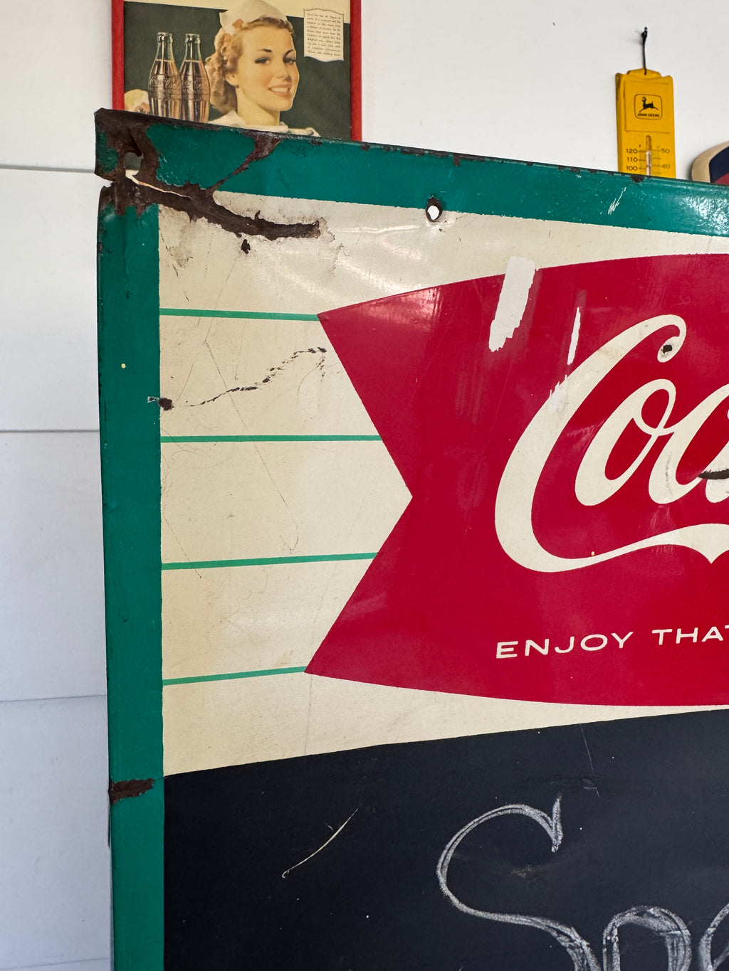 1961 Coca Cola Fishtail 28x20 menu Sign