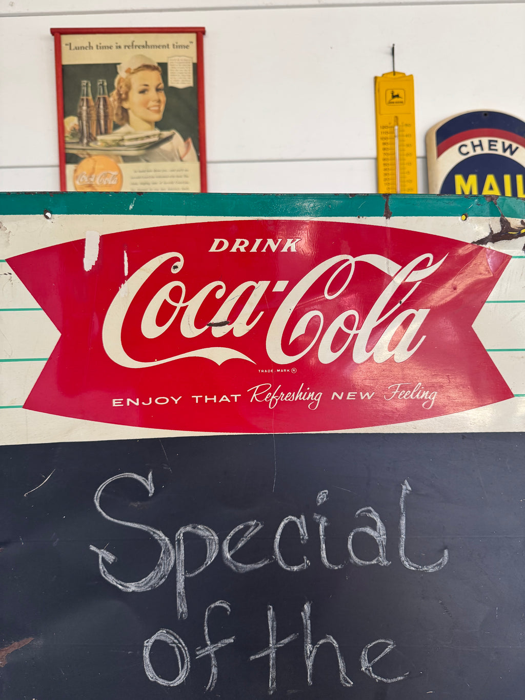 1961 Coca Cola Fishtail 28x20 menu Sign