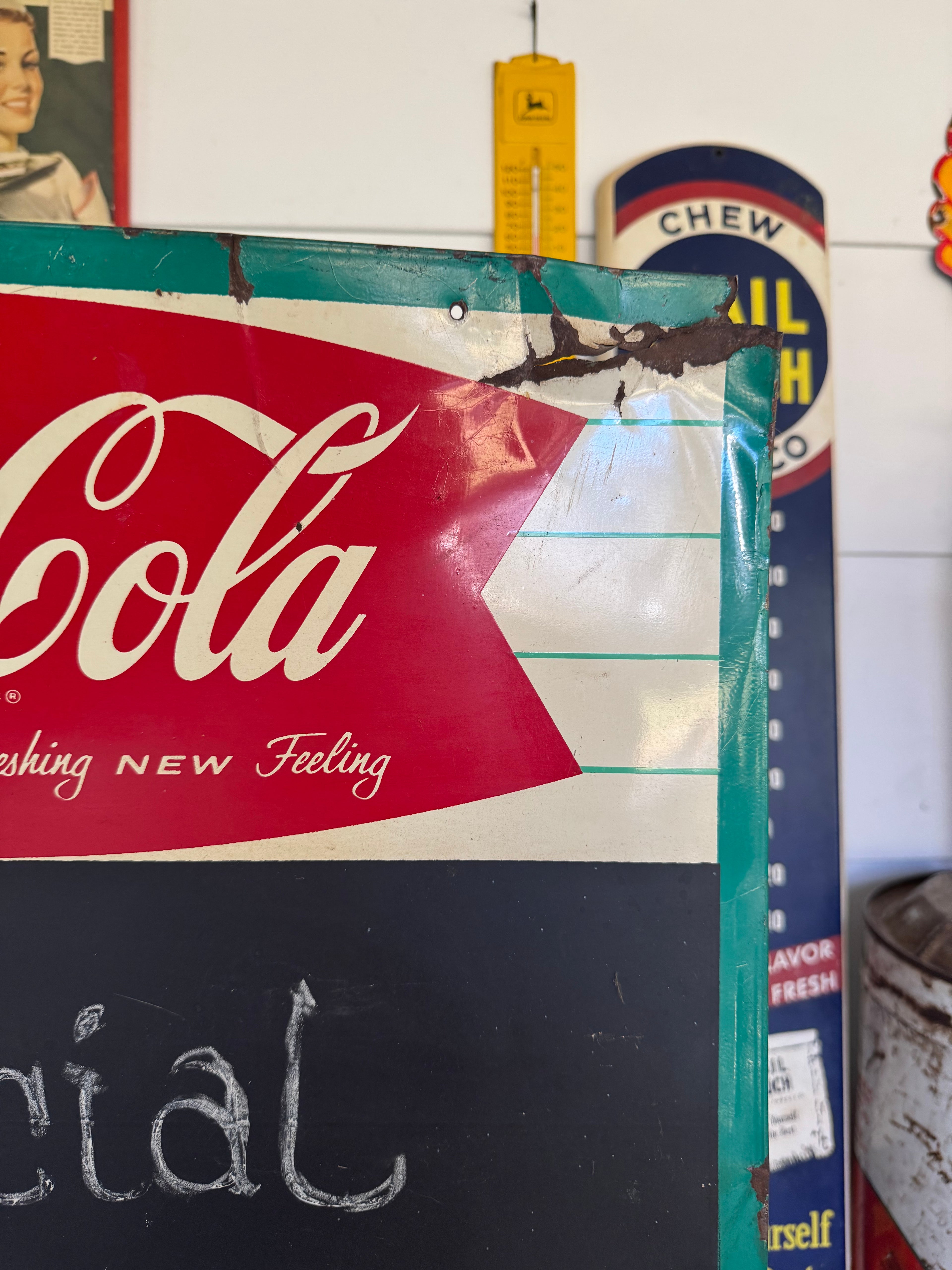1961 Coca Cola Fishtail 28x20 menu Sign