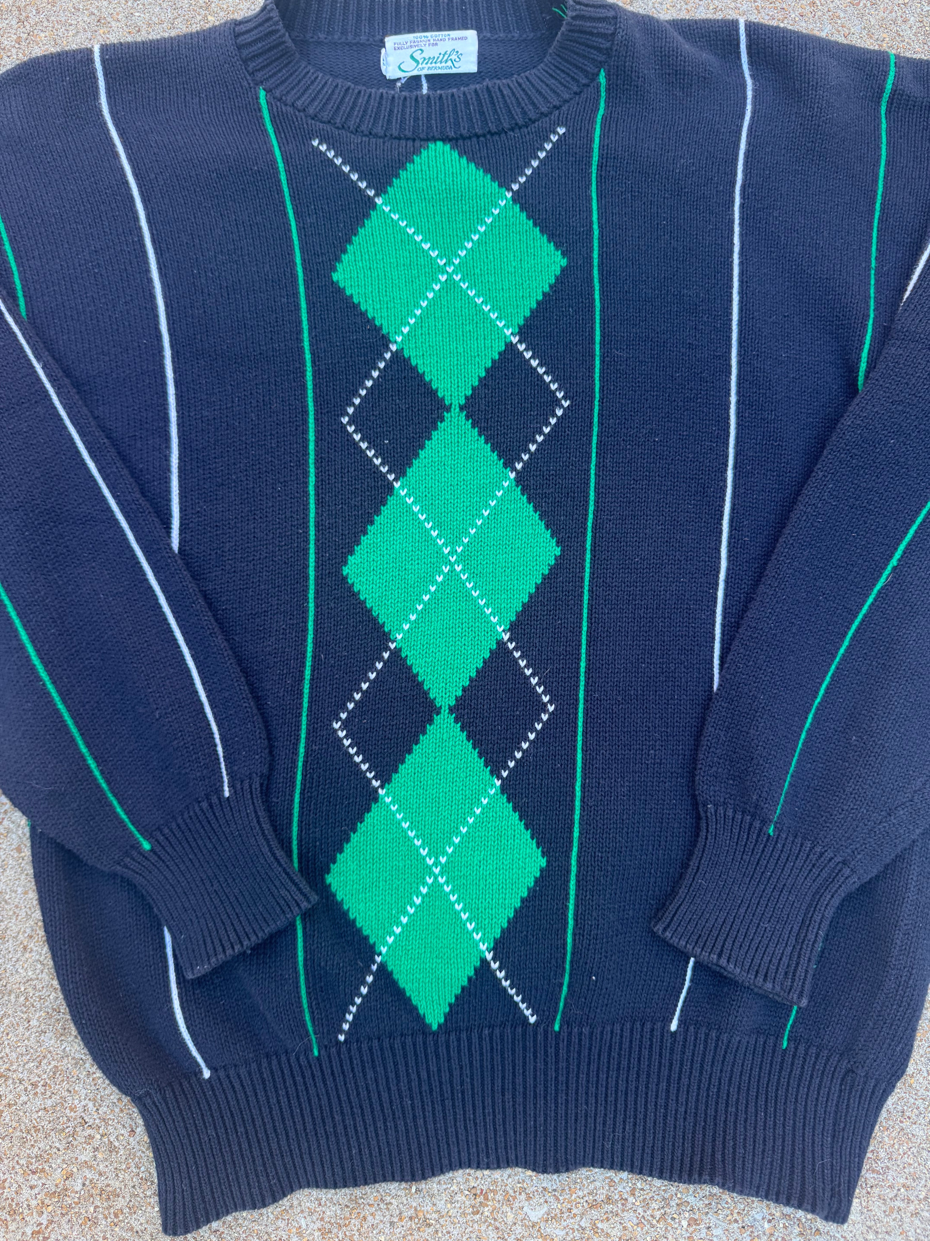 Vintage 90's Smiths Of Bermuda Argyle Sweater (Size Large)