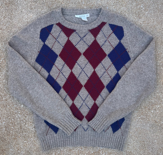 Vintage 80's Josh II Argyle Knit Sweater. (Size Medium)