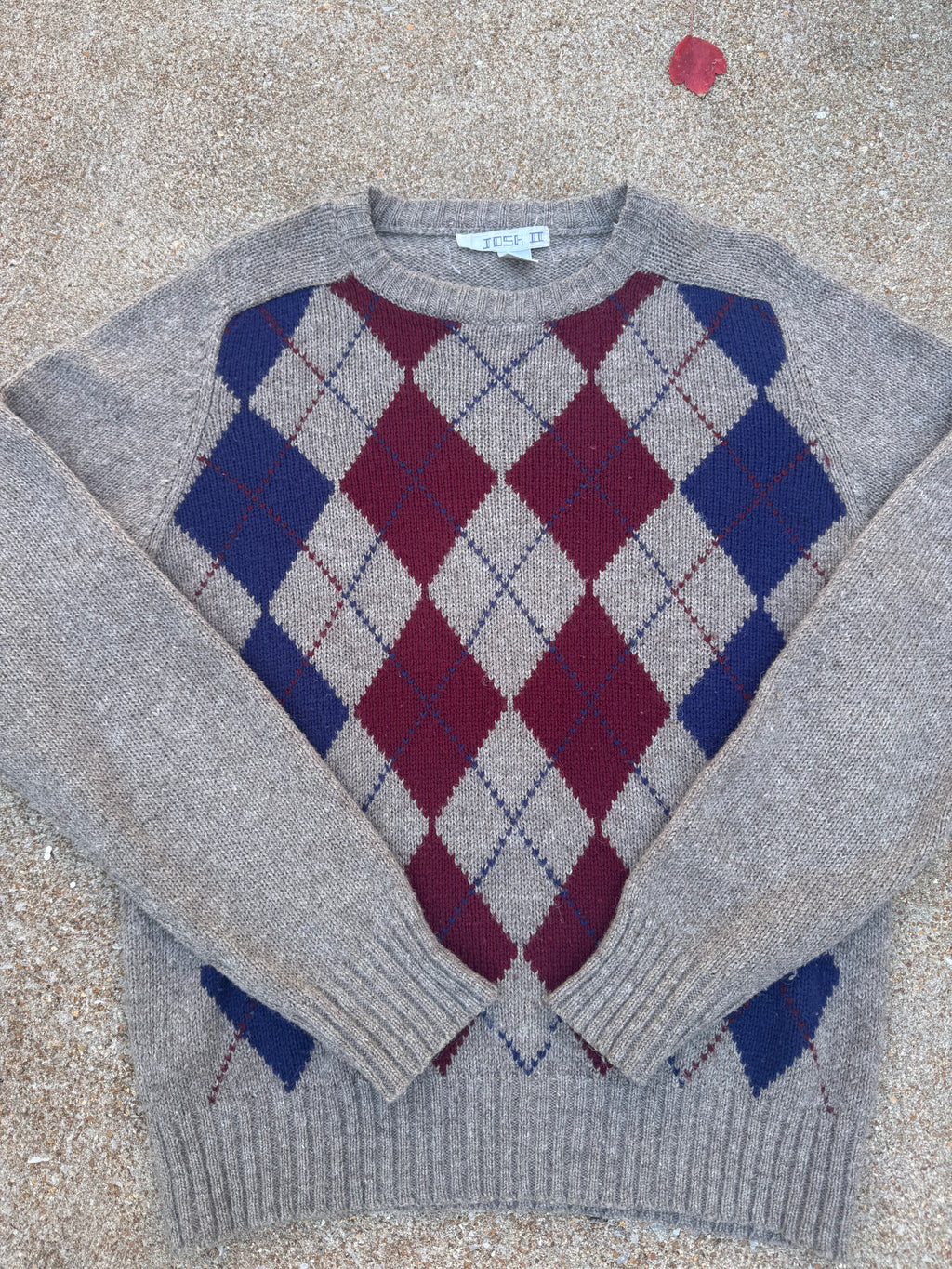 Vintage 80's Josh II Argyle Knit Sweater. (Size Medium)