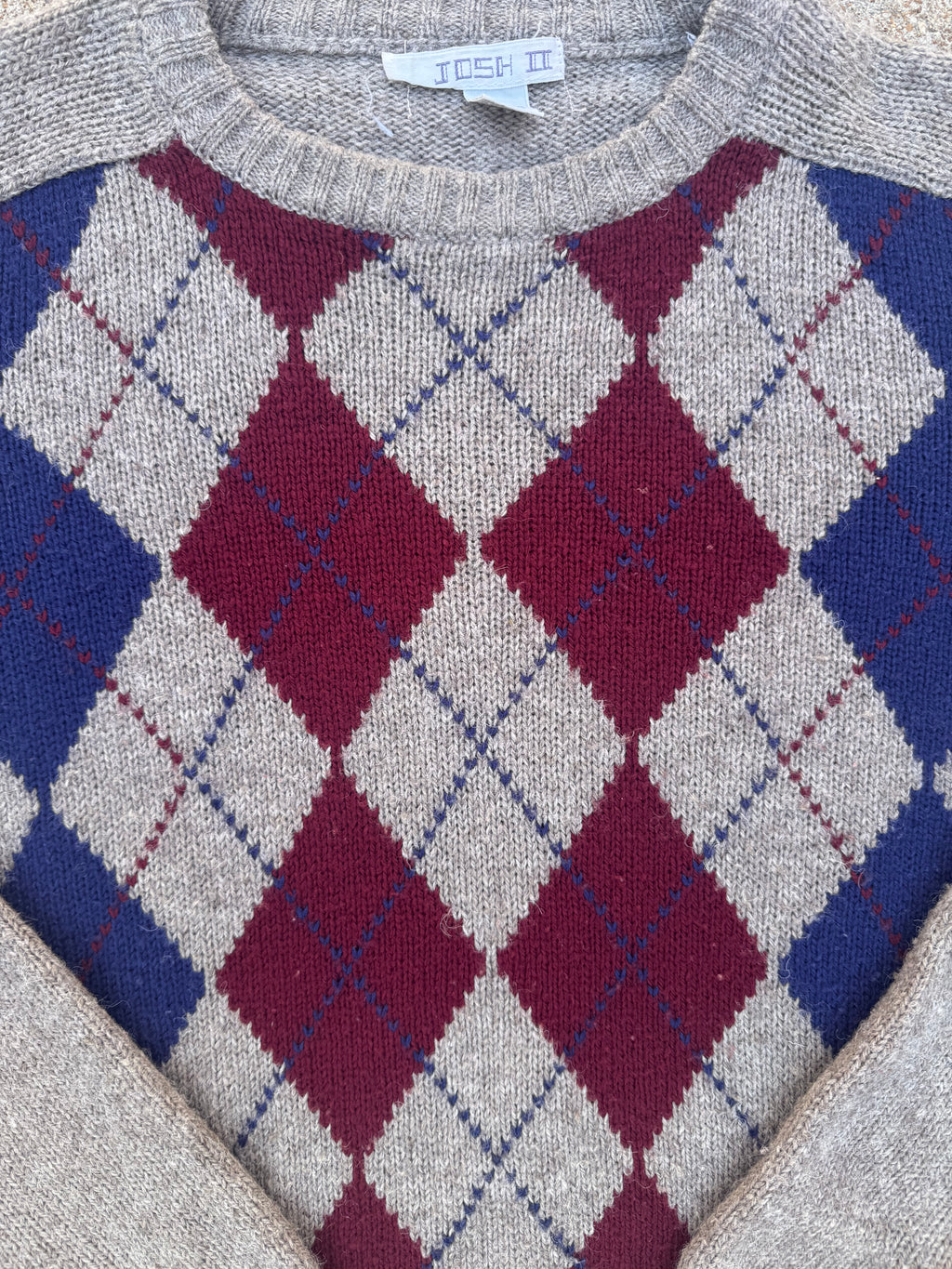 Vintage 80's Josh II Argyle Knit Sweater. (Size Medium)