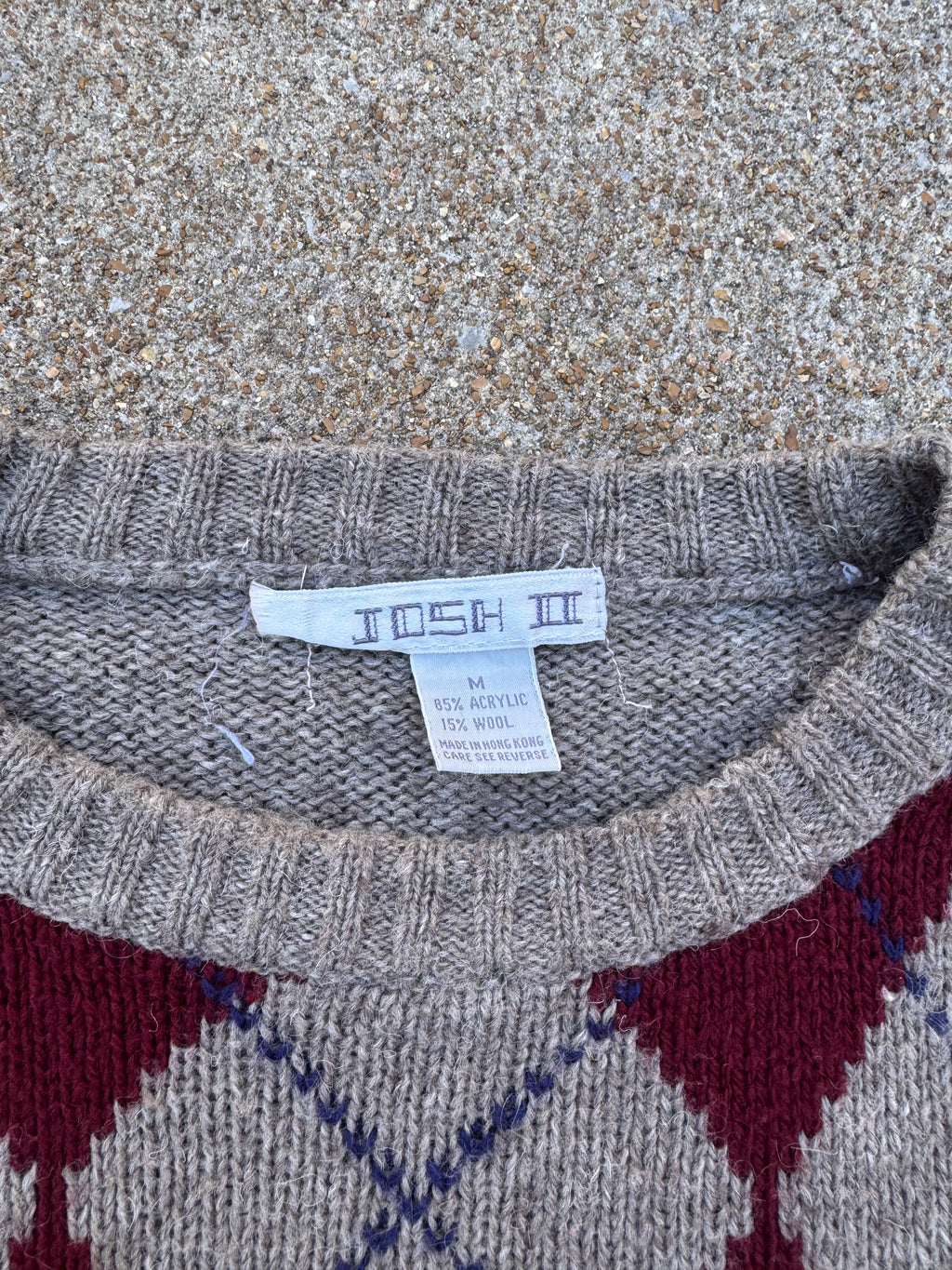 Vintage 80's Josh II Argyle Knit Sweater. (Size Medium)