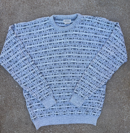 Vintage 90's St John's Bay Grey, Black and While Knit Sweater (Mens XL)