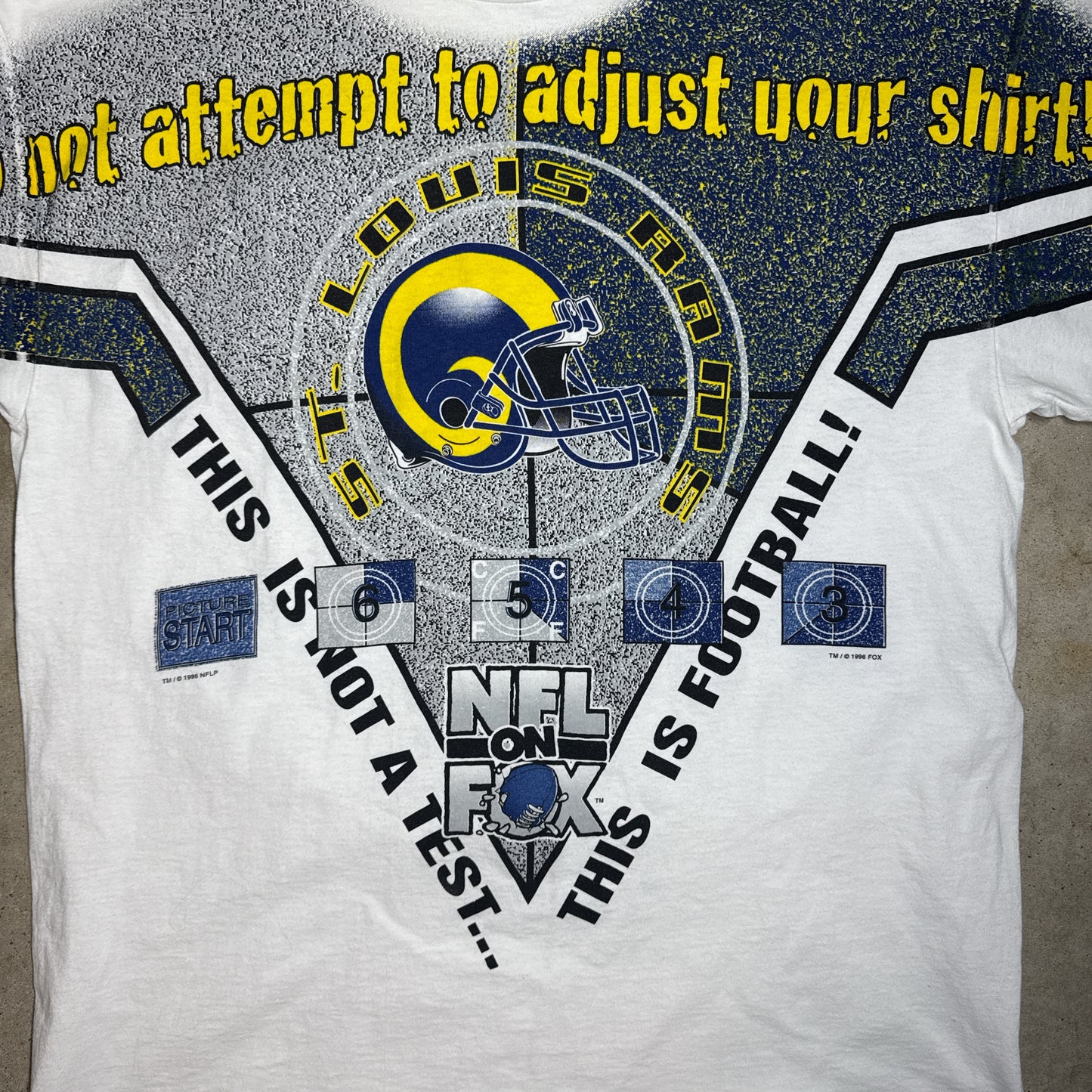 1996 NFL On Fox St Louis Rams T Shirt (Mens XL)