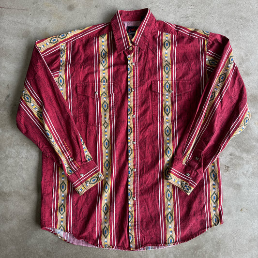 Roper Range Gear Western Aztec Pearl Snap Button Up (Mens Large)
