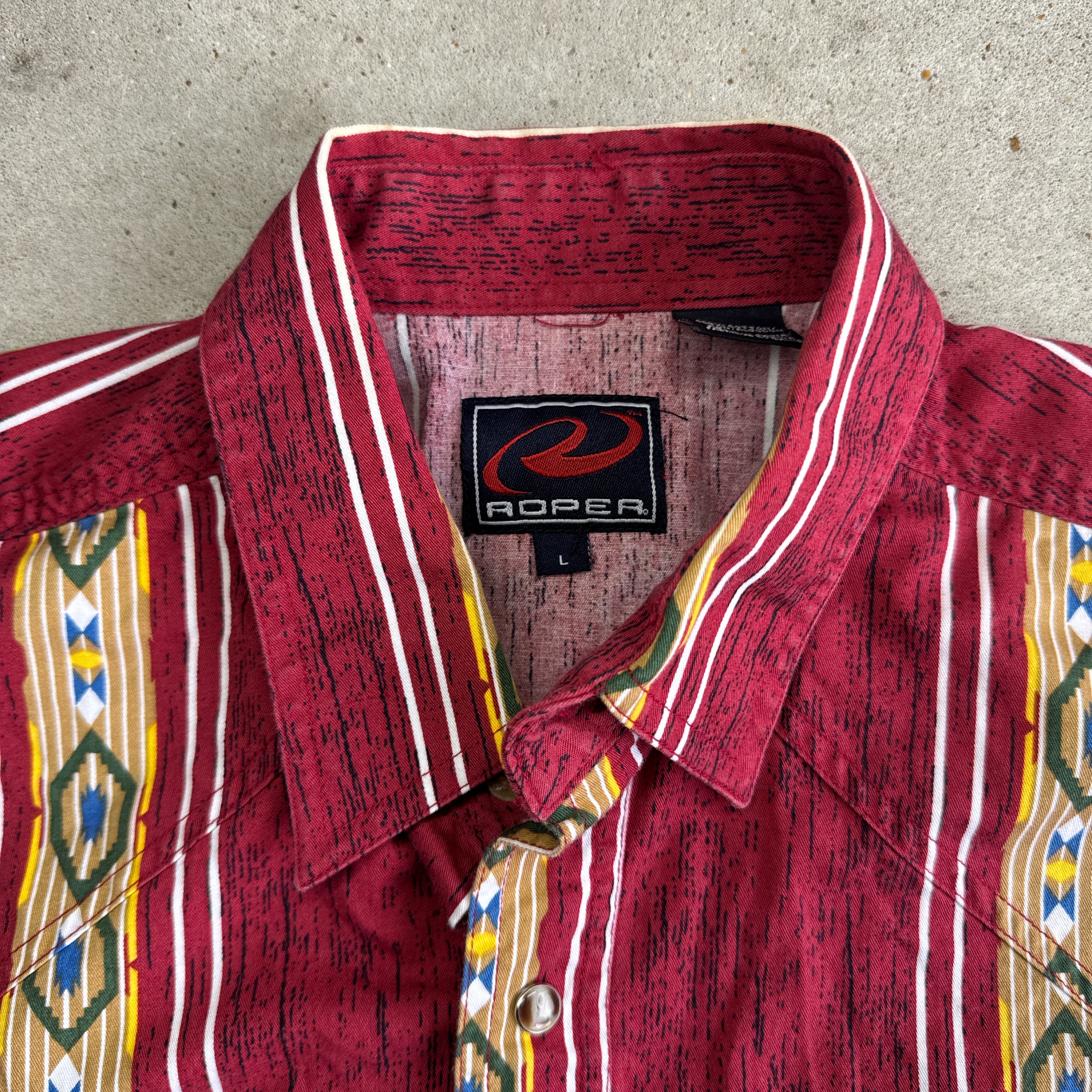 Roper Range Gear Western Aztec Pearl Snap Button Up (Mens Large)