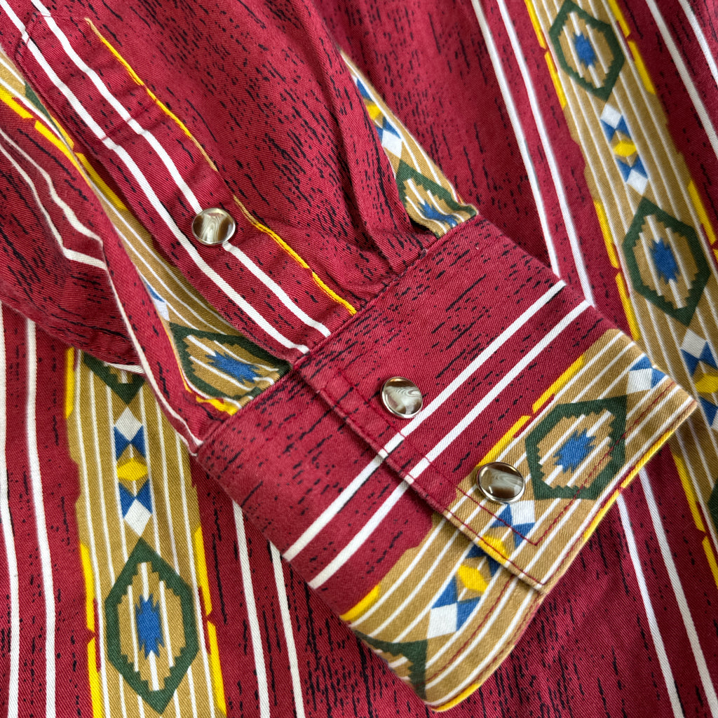 Roper Range Gear Western Aztec Pearl Snap Button Up (Mens Large)